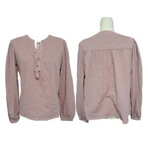 Magaschoni Women's Long Puff Sleeves Dusty Rose 100% Organic Cotton Medium